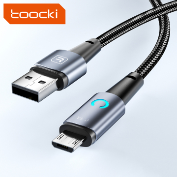 Toocki New Arrival 2.4A Fast Charger with LED Light - USB to Micro USB Cable (Black/Grey/Blue)