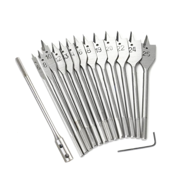 15pcs Woodworking Spade Drill Bits Kit with Extension Bar and Wrench