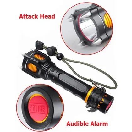 Self-defense Alarm Flashlight Tactical Torch Camping Rivet Knife Self-defense Alarm Flashlight