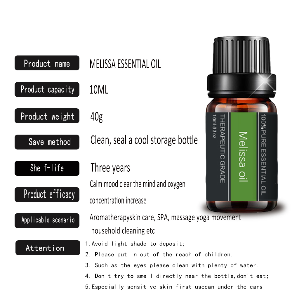 Pure Oganic Melissa Essential Oil para difusor de aromaterapia