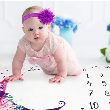 Wholesale  print soft monthly minky milestone babies blankets customized fleece baby blanket for sleeping