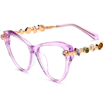 Women Crystal Metal Temple Prescription Acetate Opticals ME2061