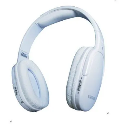 High Capacity And Tf Card White Wireless Headphone With Mic, Internet Video Chat