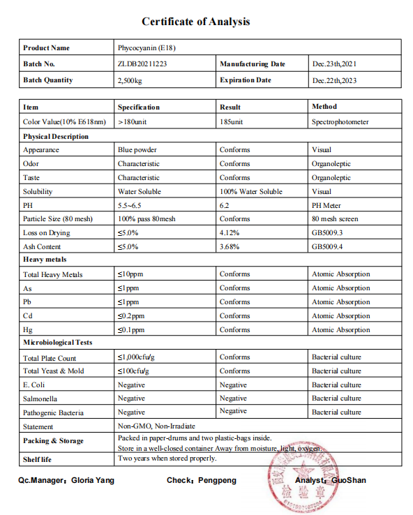 Best Competitive Price Phycocyanin Blue E6 E18 E25