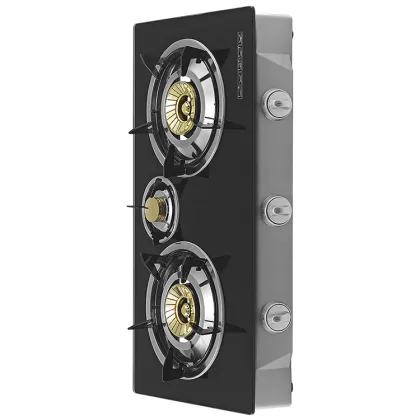 Black Tempered Glass Cooker Appliance Gas Stove 3 Burner Indoor Desktop Gas Stove