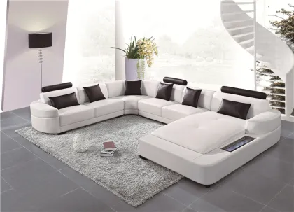 Modern style sofa adjustable backrest living room U shape sofa