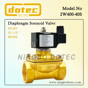 2W400-40S G1 1/2" 2-Way NC Water Brass Solenoid Valve 24VDC 24VAC 110VAC 220VAC