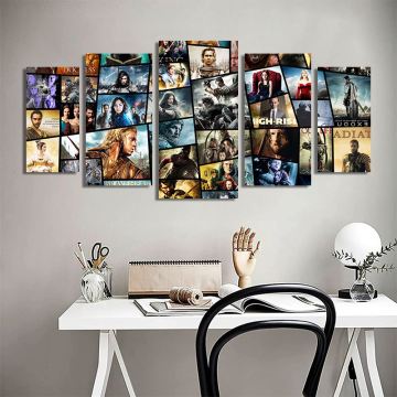 Classic Animation Game and Movie Wall Art Canvas Print Collage 5 Panel Poster
