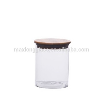 Borosilicate Glass bamboo jars wholesale jars with bamboo lid