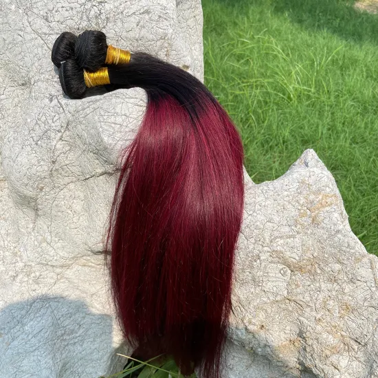 Factory Outlet Brazilian Human Hair Straight 3 Bundles Dark Roots Ombre T1B/99J Burgundy Virgin Hair Extensions Silky Straight