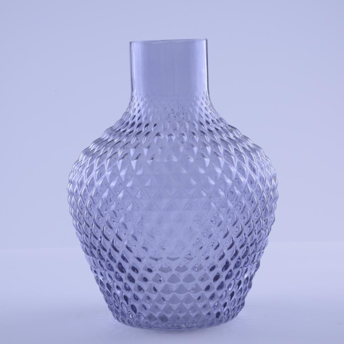 Vaso di vetro decorativo unico con colore viola