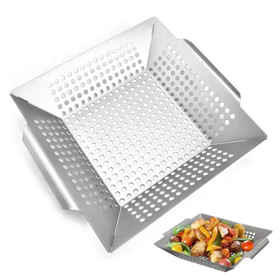 Title: "JHY Hot-Sale 12\" 430 Stainless Steel BBQ Grill Basket: Perfect Cooking Accessory for Your Outdoor Grill