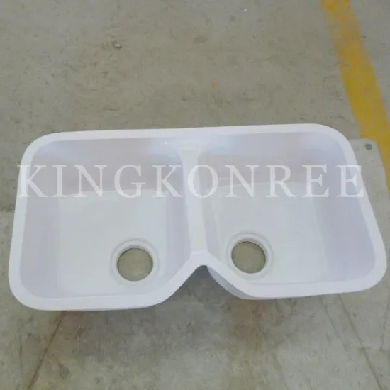 Composite Acrylic Solid Surface Kitchen Sinks Handmade Double Sink / Solid Surface Sinks