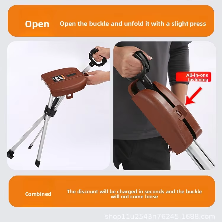 One-Key Switch Anti-Slip Aluminum Alloy Folding Stool Multi-Functional Outdoor Chair for Mountaineering & Rehabilitation Therapy2