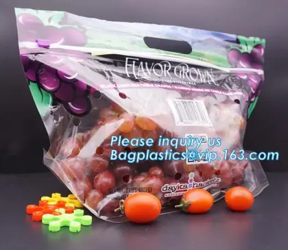 Fresh vegetable Grape Cherries transparent plastic Packaging Bag, Slider Zipper Cherry Packing Bags, GRAPE & CHERRY BAGS