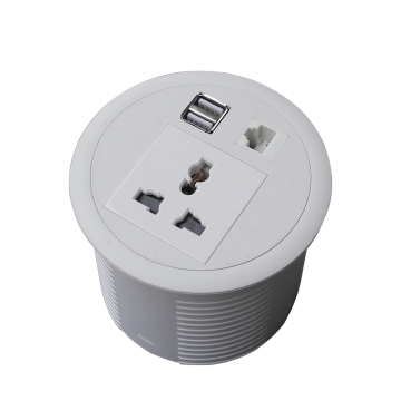 90mm Universal Desktop Power Socket with USB Chargers and LAN Port