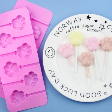 INTODIY Cat Paw Silicone Ice Cream Lollipop Mold for Chocolate and Jelly Candies