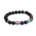 Onyx noir Bracelet Bouddha 7 Chakra pierres précieuses alliage bijoux