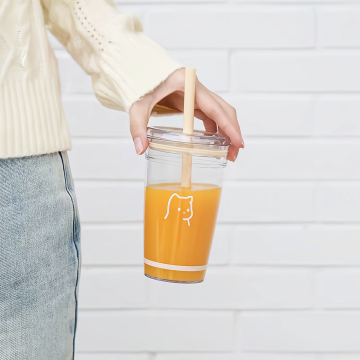 Colorful Transparent Plastic Tumbler with Straw