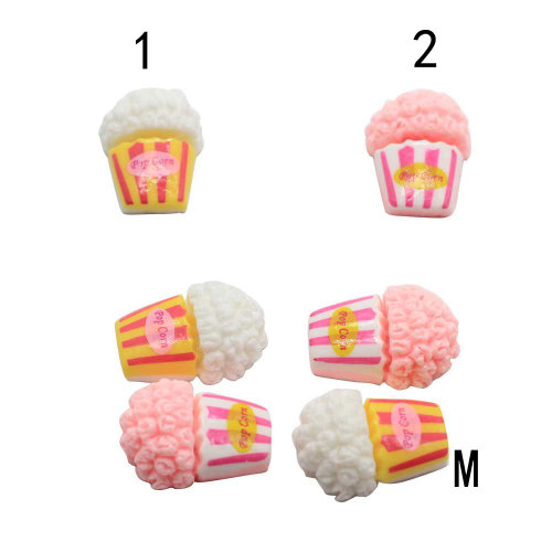 Simulation Popcorn Resin Beads Flat Back Food Jewelry Pendants Necklace Ornament Key Chain DIY Art Decor Girls Head Accessory