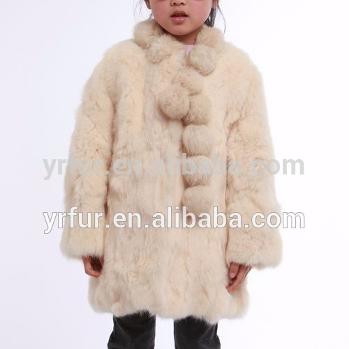 YR482 Can be Customize Girl's Genuine Rabbit Patchwork Fur Coat