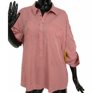 women\'s casual blouse  with garment wash