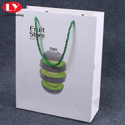 Custom White Carrier Paper Shopping Bag Fruit