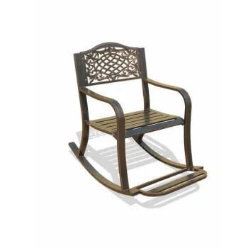 Outdoor Garden Modern Metal Rocking Chair with KD Packing and Small Side Table