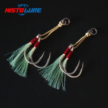 Double Hook Jig Assist 1/0# 5/0# 7/0# ตะขอตกปลาเหล็กคาร์บอนสูง