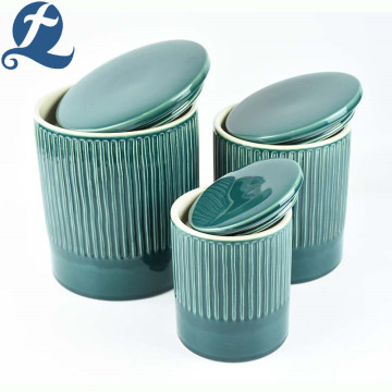 Decorative gift glaze candy storage canister ceramic jar