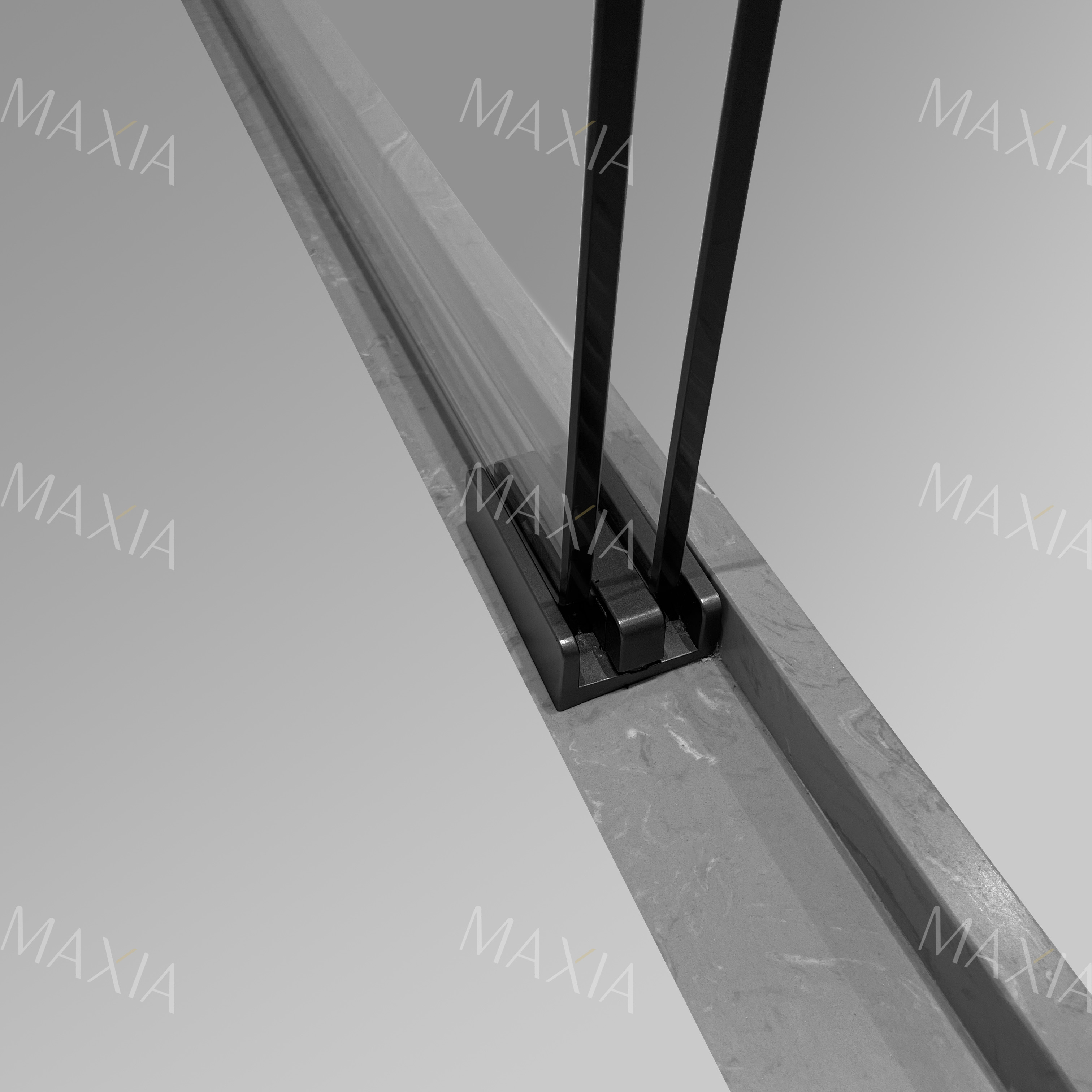 Прямоугольный скрытый шкивый стеклянный душ экрана