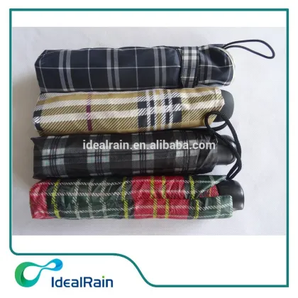 Polyester Red and green plaid umbrella paraguas barato al por mayor