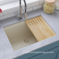 Popular Modern Large & Deep Single Bowl Quartz Sink with Anti-scratch and Stain-resistant Concrete Topmount Kitchen Sink