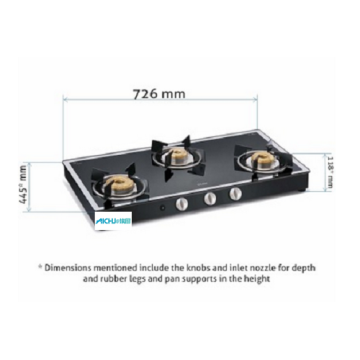 3 Burner Gas Stove Forged Burners Auto Ignition