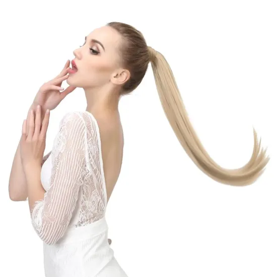 Clip in Ponytail Hair Extension Wig Straight Kinky Curly Long Synthetic Wrap Around Fiber Pony Tail Blonde False Afro Hairpiece