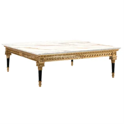 Royal Style Hand Made Marble Square Coffee Table - Luxury Home Decor Furniture