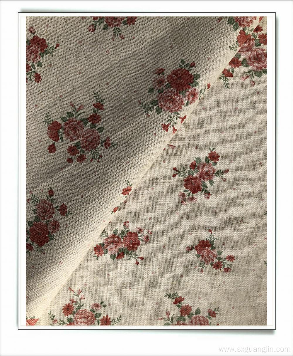 linen cottton mix print fabric for dress