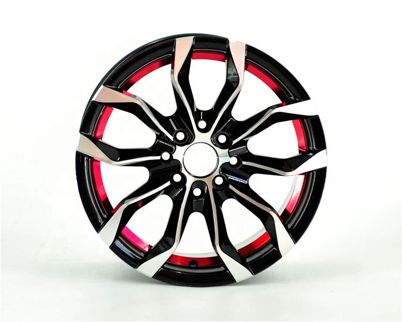 7003 Multi Size Black Machine Face With Red Undercut Aftermarket Casting Alloy Car Rim