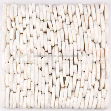 Wholesale Snow White Pebble Stone Mosaic Tiles for Outdoor Home Decoration
