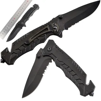 Popular Folding Survival Knife - Hunting & Tactical Outdoor Kit with Glass Breaker