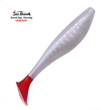 Hot Sale 80mm 100mm TPR Soft Double Color Shad T-Tail Fishing Lure