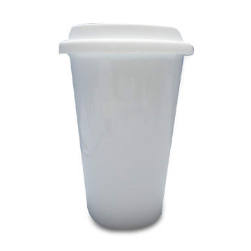 Ceramic White Mug with Silicone White Lid, Available in Various Logo Printings