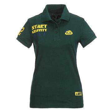 Ladies\' 100% Cotton  V-neck Polo T-shirt Tennis Print