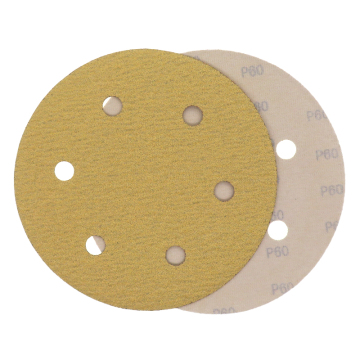 9 Inch 225mm 6 Holes Hook and Loop Golden Abrasive Paper Sand Disc for Automotive Polishing