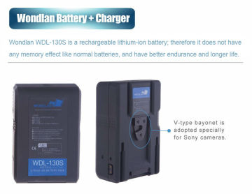 Wondlan Camera Camcorder 130WH Battery V-Mount + Battery Charger