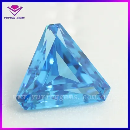 Topaz Blue Stone Price Per Carat Loose Aqua CZ Trillion Cut Gem