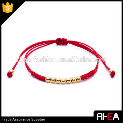Red Rope Gold Bead Weave Bracelet,Fashion Knitted Bead Bracelet