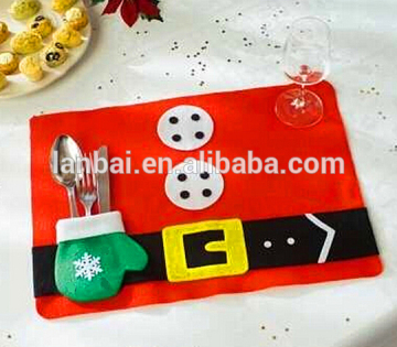 2016 new non-woven cheaper popular fork knife cover Christmas placemat ornament promotion gift