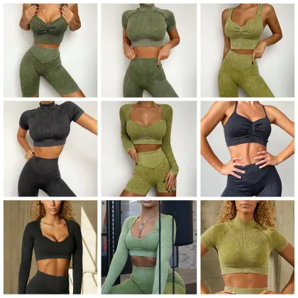 2023 Hot Selling Yoga Short Sets Fitness Women Seamless Gym Clothing