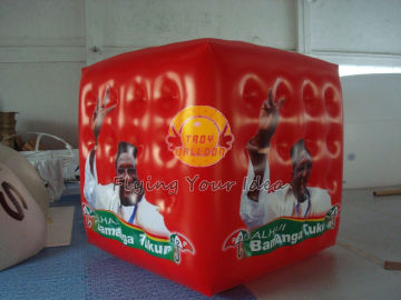 Red Inflatable Advertising Cube Balloon With Full Digital Printing For Opening Event